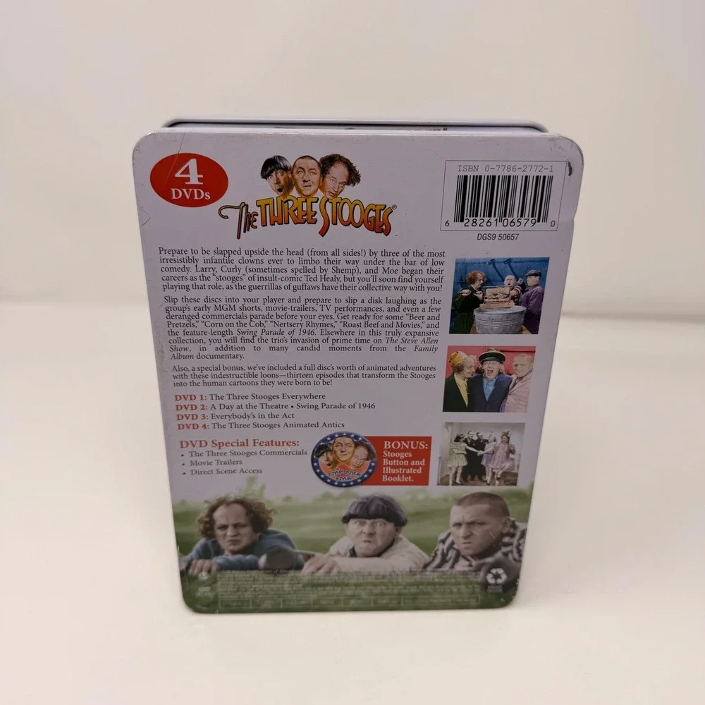 🎬 The Three Stooges Collector's Edition DVD Tin Nyuk Nyuk Nyuk Retro Comedy Set